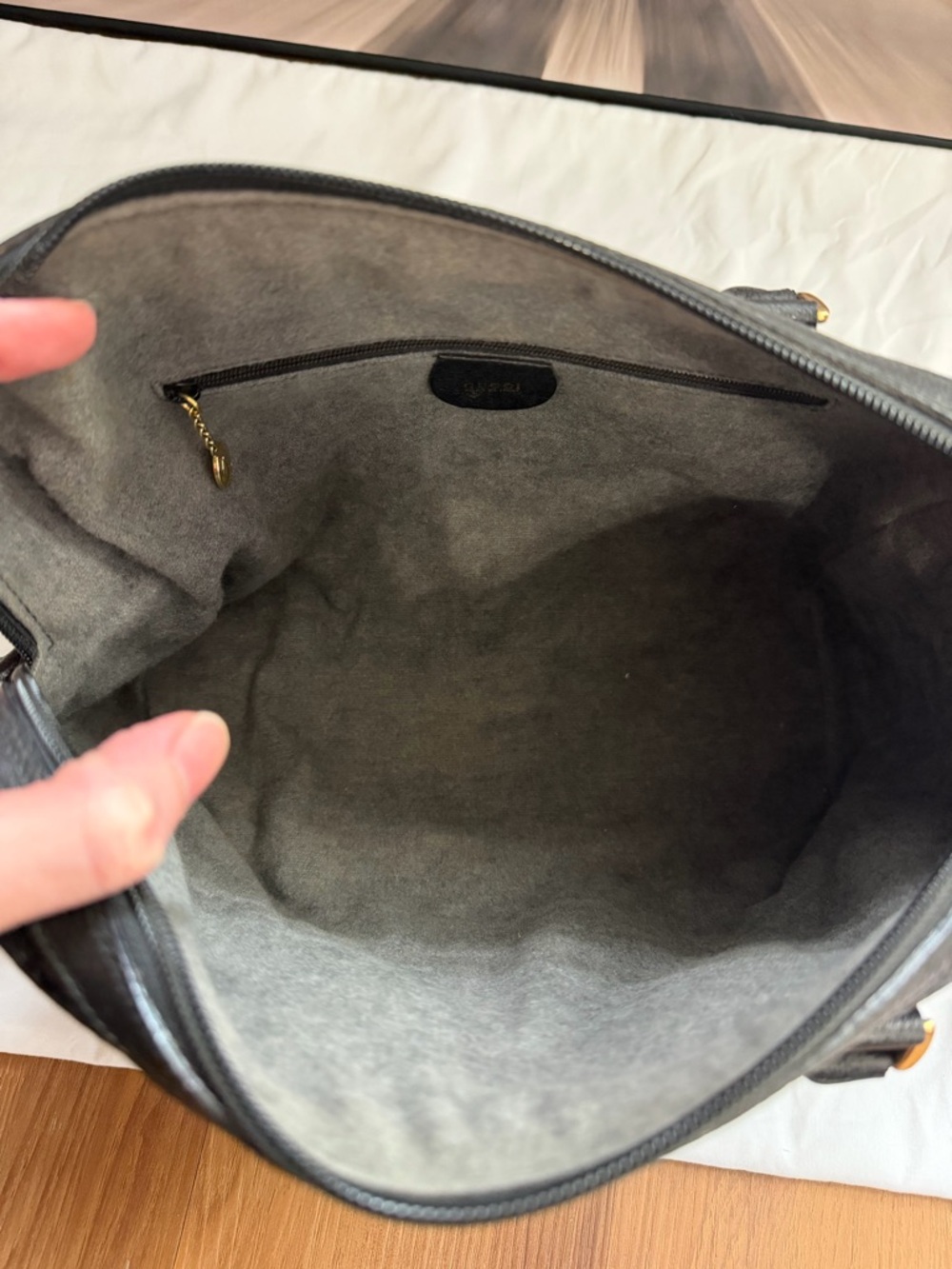 Vintage GUCCI Black Monogram Boston Bag - Picture 6 of 13